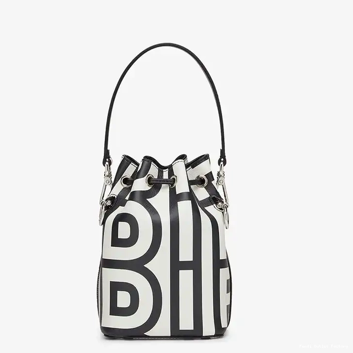 Vintage HOT Bucket Tresor Fendi Capsule White Leather Bag Black Mon In Roma Fendi Mini 0529
